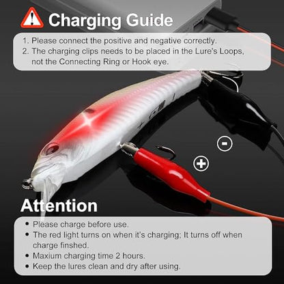 HADORAM Electric Twitching Jerkbait USB Rechargeable LED Lighted Wobbler Luminous Vibrating Minnow Bait, Long Casting Flashing Bass Fishing Lures for Freshwater Saltwater - color: 3.5in-Color 711