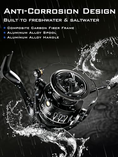 Jenseits Lightweight Spinning Fishing Reel, Sealed Carbon Fiber Up to 20 LB Max Drag, 5+1/6+1BB for Freshwater, 5.2:1 Gear Ratio,CNC Aluminum Spool,1000 Perfect for Ice Fishing, 2000-5000 Series - size: 4000