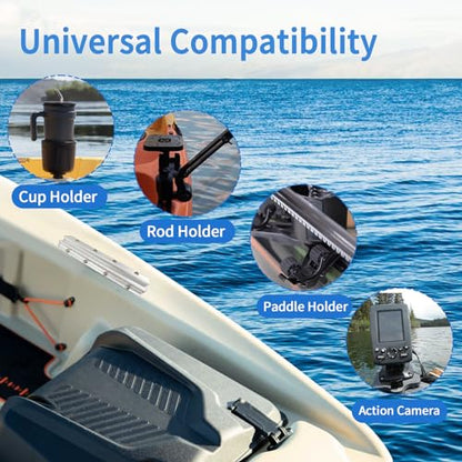 Aluminum Kayak Track, Kayak Rail for Fishing Rod Holder, Kayak Rail Track for Paddle Holders, Kayak Gear Track Accessories for Cup Holder, Kayak Accessories Mount Track - size: 8 Inch