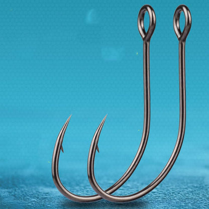 100-Piece ﻿Ringed Eye High Carbon Steel Barbed Single Hook - Perforated Saltwater Fishing Hook Lure Replacement Hook for Spinner Baits Trolling Spoons and Hardlures4#6#8#10#12# - size: 10# 100pcs
