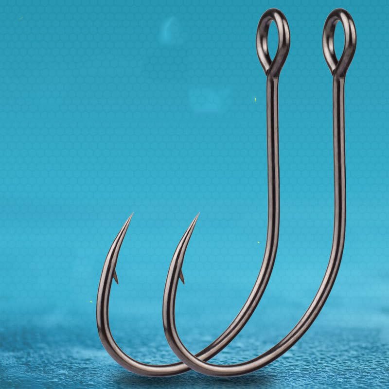 100-Piece ﻿Ringed Eye High Carbon Steel Barbed Single Hook - Perforated Saltwater Fishing Hook Lure Replacement Hook for Spinner Baits Trolling Spoons and Hardlures4#6#8#10#12# - size: 12# 100pcs