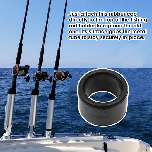 10PCS Rod Holder Insert Sleeves Cap, Fit 2" (49-51mm) Tube with 2mm Wall Thick, Rubber Fishing Rod Holder Cap, Tackle Caps Kit, Insert Protectors for Pole Rest Rack (Black)
