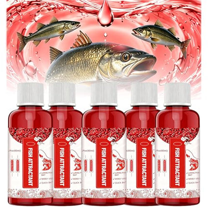 New Natural Bait Scent Fish Attractants,Red 40 Fishing Lures,Red Worm Liquid Bait,60ml,Natural Fish Scent,Fish Lure Attraction Enhancer,Smell BaitFood for Fishing Trout,Cod,Carp,Bass - color: 5pcs