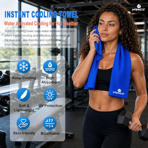YQXCC 4 Pack Cooling Towels 40"x12", Cool Ice Towels for Neck & Face | Cooling Neck Wraps, Soft Breathable Microfiber Chilly Towels, Ideal for Gym, Yoga, Golf, Running, Camping & Hot Weather - color: 2 Dark Blue, 2 Green