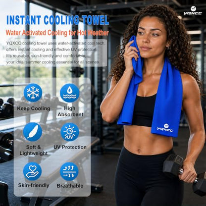 YQXCC 4 Pack Cooling Towels 40"x12", Cool Ice Towels for Neck & Face | Cooling Neck Wraps, Soft Breathable Microfiber Chilly Towels, Ideal for Gym, Yoga, Golf, Running, Camping & Hot Weather - color: Dark Blue, Light Blue, Dark Gray, Light Gray