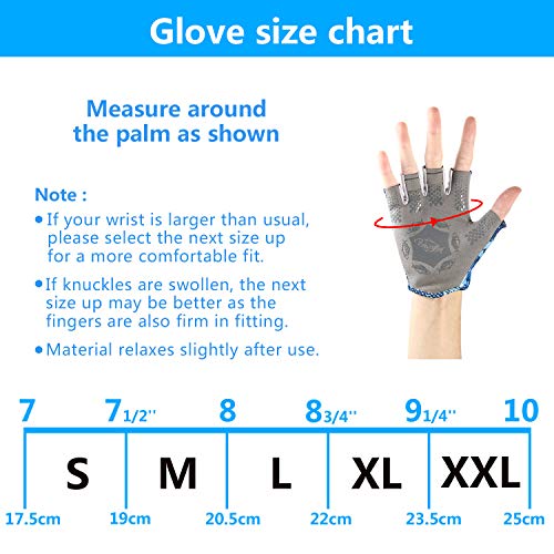 Palmyth Stubby UV Fishing Gloves Sun Protection Fingerless Glove Men Women UPF 50+ SPF for Kayaking, Paddling, Canoeing, Rowing, Driving - color: Blue Camo, size: X-Large