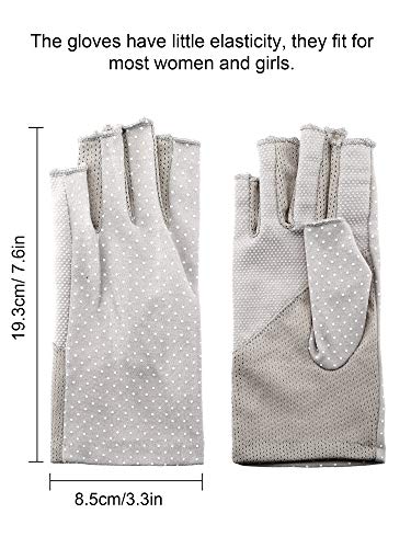 Maxdot Sun Gloves for Women UV Protection Fingerless Non Slip Sunscreen Driving Gloves for Summer Outdoor - style: Gray