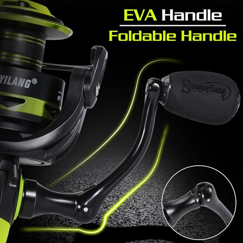 Sougayilang Spinning Fishing Reels, Carbon Fiber 17.5LBs Max Drag,5.2:1 Gear Ratio, Ultra Smooth Powerful for Inshore Boat Rock Freshwater Saltwater Fishing - size: 2000