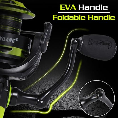 Sougayilang Spinning Fishing Reels, Carbon Fiber 17.5LBs Max Drag,5.2:1 Gear Ratio, Ultra Smooth Powerful for Inshore Boat Rock Freshwater Saltwater Fishing - size: 2000