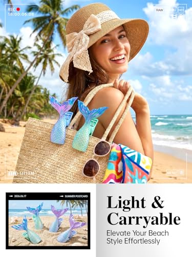 Beach Towel Clips, 4 Pack Dreamy Gradient Mermaid Tail Towel Clips for Beach Chairs, Windproof Beach Chair Clips for Beach, Cruise, Pool, Patio - style: Mermaid Tail