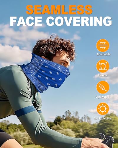 4Pack Neck Gaiter for Men Women Face Cover Mask Head Wrap Balaclava Headwear Bandana Headband Magic Scarf - color: A-color Paisley2