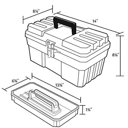 Akro-Mils 14-Inch Plastic Toolbox with Removable Tray, Steel Latch & Padlock Eye,Industrial-Grade Storage Box for Hobby Supplies, Crafts, and Tools, 14" x 8" x 8",Made in USA,Clear (09514) (Pack of 3) - size: 14-Inch x 8-Inch x 8-Inch (Pack of 3)