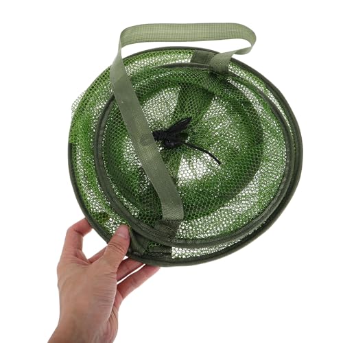 GANAZONO Foldable Fishing Basket Net 3-Layer Mesh Small Collapsible Fish Keeper Net Portable Shrimp Bait Pen for Freshwater Saltwater Fishing Trips