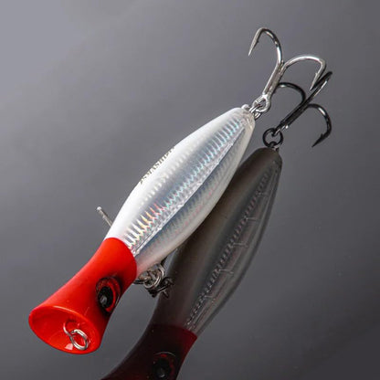 Saltwater Popper Lure Topwater Popper Lure Saltwater, Fishing Accessories for Saltwater Surface Casting and Freshwater Surface Fishing, Large Predator Fish - color: Red Head