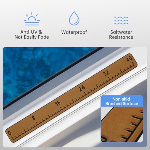 Fish Ruler with 3M Adhesive - 40in EVA Foam Fish Measuring Ruler for Fishing Boat Marine Accessories, Waterproof Non Slip Fish Measuring Tape, Fish Measurement Sticker Tool for Boat Kayak - color: Brown