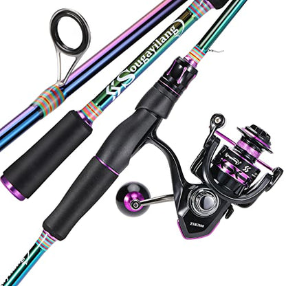 Sougayilang Fishing Rod and Reel Combo, Medium Fishing Pole with Baitcasting Reel Combo, 2-Piece Fishing Combo - color: B: Spinning Rod and Reel Combo, size: 7' Medium