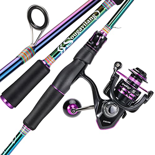 Sougayilang Fishing Rod and Reel Combo, Medium Fishing Pole with Baitcasting Reel Combo, 2-Piece Fishing Combo - color: B: Spinning Rod and Reel Combo, size: 7' Medium