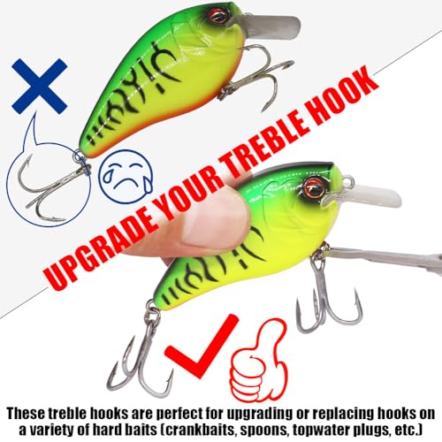 Fishing-Treble-Hooks-5X-Extra-Strong-Heavy-Duty Ultra Anti-Rust Bulk Hooks for Saltwater and Freshwater Fishing Sizes 5/0 to #8 - size: 3/0 6-Pack