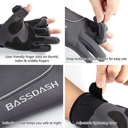 Bassdash WintePro Insulated Fishing Gloves Water Repellent with Fleece Lining Cold Weather Winter Gloves for Men Women Ice Fishing Hunting Photography Hiking - color: Grey, size: Small