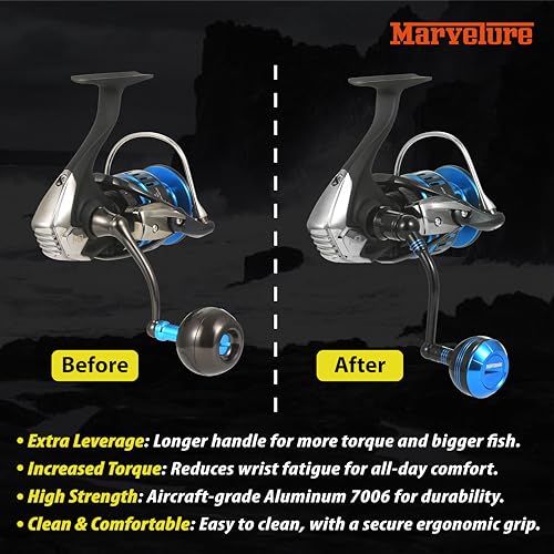 Power Handle for Daiwa 16 Saltist 2500-5000, 22Saltist MQ 2500-14000 Spinning Reel Replacement Handle - size: For 22 Saltist MQ 2500-4000 (Classic Version)