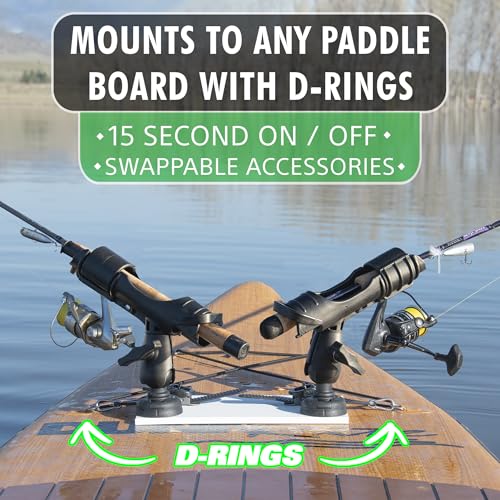 SUP Angler Lite Universal Paddle Board Mount with Paddle Board Fishing Rod Holders, Phone Holders, Cup Holders; Paddle Board Accessories - style: 1 Cup Holder / 1 Phone Holder