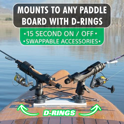SUP Angler Lite Universal Paddle Board Mount with Paddle Board Fishing Rod Holders, Phone Holders, Cup Holders; Paddle Board Accessories - style: 1 Cup Holder / 1 Phone Holder