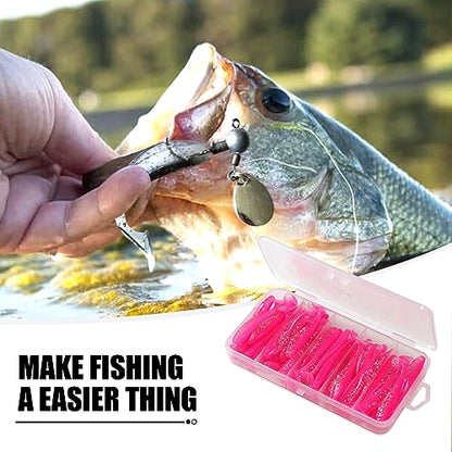 MAFIMOEA 50 Pcs Soft Fishing Lures Plastic Paddle Tail Swim Baits Kit for Bass Trout Walleye Crappie 5 Mixed Colors Fishing Soft Plastic Lure Kit 5.5CM - color: Red