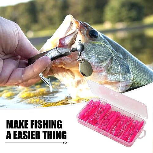 MAFIMOEA 50 Pcs Soft Fishing Lures Plastic Paddle Tail Swim Baits Kit for Bass Trout Walleye Crappie 5 Mixed Colors Fishing Soft Plastic Lure Kit 5.5CM - color: Red