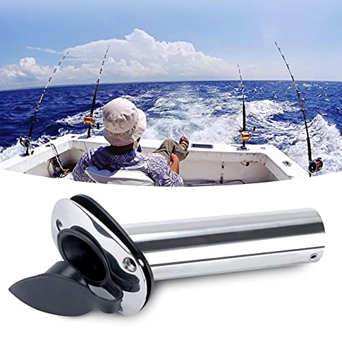 Hoffen 2Pcs Boat Stainless Steel Fishing Rod Holder Flush Mount 15/30/90 Degree with PVC Cap,Inner Tube and Gasket - style: 30 Degree