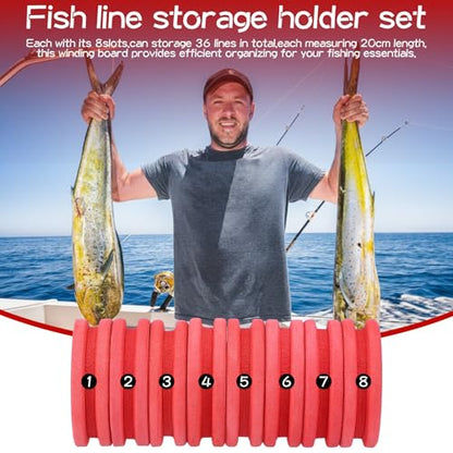 2 Sets Fishing Line Foam Spools & Board 16-Slot Fishing Line Storage Organizer Box ABS Spool Holder for Boat Sea Saltwater