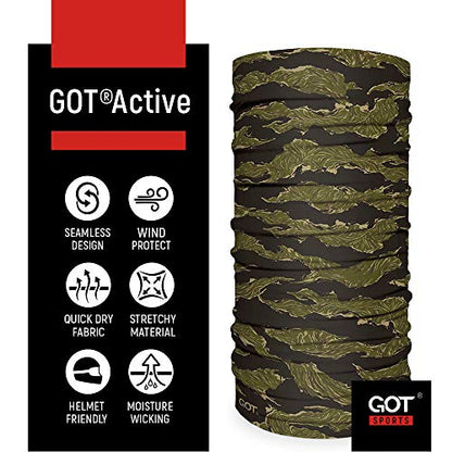 Fishing Face Mask Neck Gaiter - UV Sun Protection Cover for Men Women | Moisture-Wicking, Quick-Drying, Lightweight, Camo Design, Multi-Style Headwear, SPF Sun Shield - color: Olive Tiger Stripe
