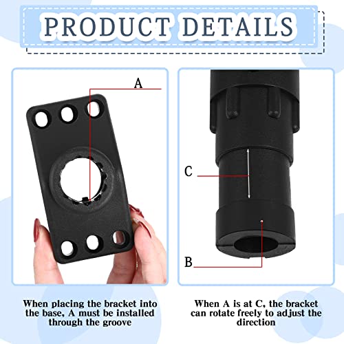 2 Pcs Locking Side Deck Mounting Bracket Side Deck 1.96'' x 3.93'' Fishing Rod Bracket Flag Pole Bracket Kayak Fishing Rod Pole Holder Support Fishing Tool with Hardwares for Boat Wall House, Black