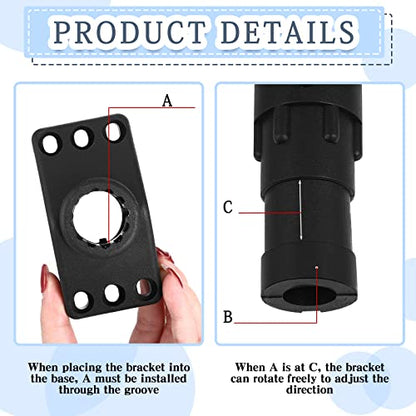 2 Pcs Locking Side Deck Mounting Bracket Side Deck 1.96'' x 3.93'' Fishing Rod Bracket Flag Pole Bracket Kayak Fishing Rod Pole Holder Support Fishing Tool with Hardwares for Boat Wall House, Black