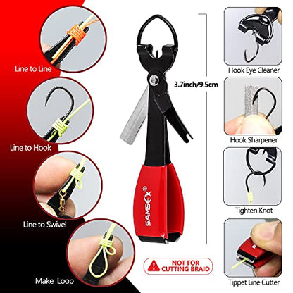 SAMSFX Aluminum Fishing Pliers Hook Remover Braid Line Cutter with Coiled Lanyard, Fly Fishing Knot Tying Tool & Retractors - color: Green Handle, Split Ring Nose
