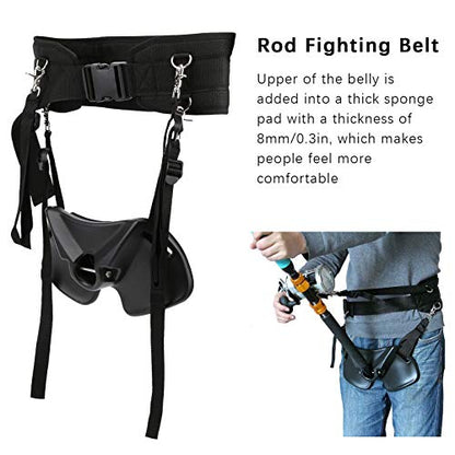 Fishing Belt Rod Holder, Adjustable Fish Fighting Belt Waist Rod Support Holder Stand Up Fish Fighting Rod Holder for Fishing Accessories
