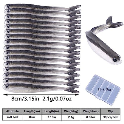 Paddle Tail Swimbaits,Soft Plastic Fishing Lures Swim Baits for Bass Fishing,30/50pcs with Box,Soft Plastic Swimbaits for Bass Trout Crappie Lures Kit for Saltwater Freshwater - color: E:3.15in/0.07oz-30pcs
