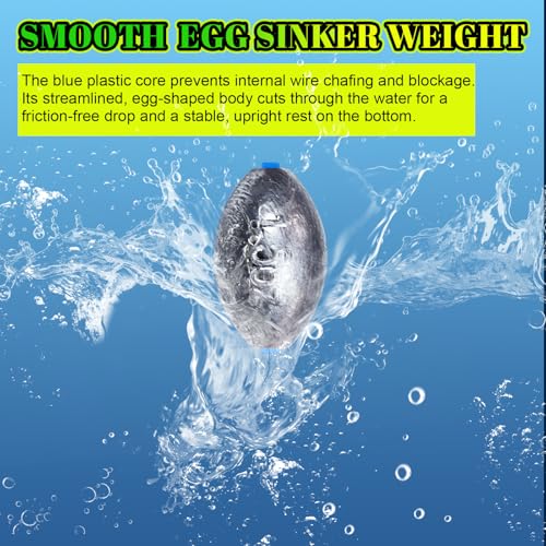 Pre-Rigged Carolina Rig Saltwater, Egg Sinker Grouper Rigs with 10 Circle Hooks, Stainless Steel Leader Fishing Wire, for Snapper Flounder Sea Bass Surf Fishing Bottom Rig - size: 2oz sinker(5pcs)+8/0 hook(10pcs)