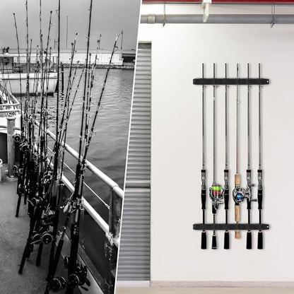 Fishing Rod Holder Wall, Vertical/Horizontal Fishing Rod Holder, Rod Stands Fishing Rods, Fishing Rod Stands for Family Wall Garage Storage 6 Fishing Rods - size: 6 rods