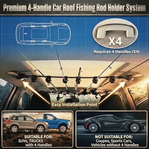 Fishing Rod Holder for Car,Fishing Pole Holder for Car,Fishing Pole Storage Inside Carrier Racks for SUV/Wagons/Van/Jeep/Truck