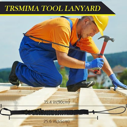 TRSMIMA Safety Tether Tool Lanyard - 3 pack Fall Protection Lanyard with Single Aluminum Screw Lock Carabiner Metal Buckle Adjustable Loop End - size: 3-pack