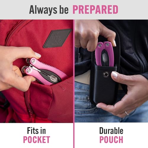 Pink Multitool 15-in-1 for Mom, Wife, Daughter, Grandma, Practical EDC Multi Tool Pliers, Pocket Knife with Safety-Locking, Great for Hiking, Camping, Simple Repairs, Car Glove Box - style: Pink Multitool