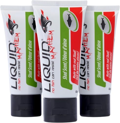Liquid Mayhem Shad Fish Attractant Gel 60 ml / 2 oz · 60 Uses – Real Anchovy Bait & Aminos | UV-Enhanced Long-Lasting Gel – All Lure Types - size: 3-Pack