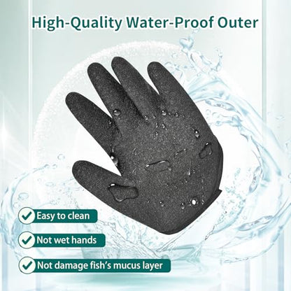 2pcs Fishing Gloves for Handling - Magnetic Quick Release Design Fish Handling Gloves for Women & Men, Puncture Resistant Fish Cleaning Gloves No Slip Grip