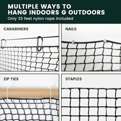 Golf Net for Hitting Practice, 10Ft to 50Ft Golf Ball Netting with 33Ft Hanging Nylon Rope,Also Use as Baseball, Hockey, Soccer, LAX Sport Net,Indoor and Outdoor. - size: 15x30 feet