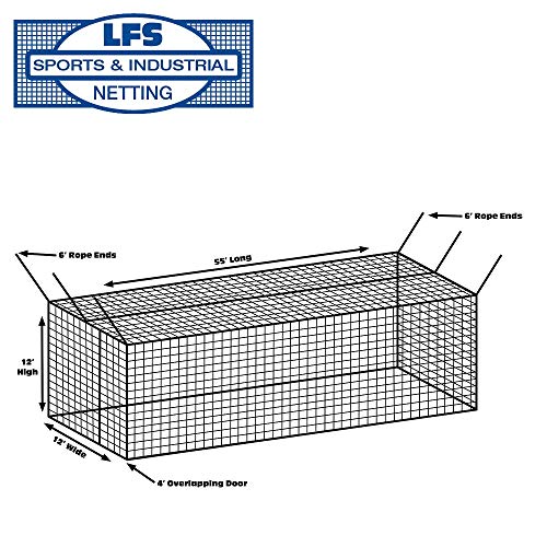 LFS Batting Cage Net – Baseball & Softball Netting for Indoor & Outdoor Training | UV Treated, Weather Resistant, Durable | Net Only – No Frame Included - size: #30, style: 12 x 12 x 55