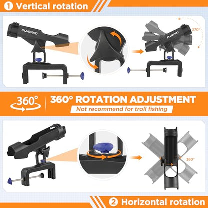 PLUSINNO Fishing Boat Rods Holder Large Clamp Opening 360 Degree Adjustable Fishing Rod Racks Folding Holder - color: RH30 MAX OPENING 4.75 inch 4Pack