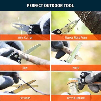 16-in-1 Multitool Pliers, Portable Camping Multi Tool with Safety Lock, Outdoor Survival Gear for Hiking, Hunting, Backpacking - style: 16 IN 1