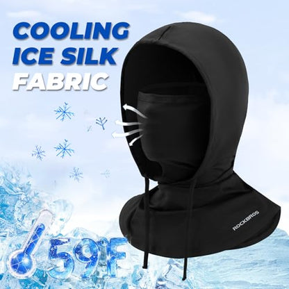 ROCKBROS Cooling Balaclava Face Mask 3 in 1 Full Face Mask for Summer with Ear Loops Neck Gaiter Sun UV Protection - color: Black+white+lightgray