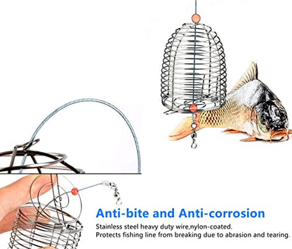 10Pcs/Pk Carp Fishing Bait Trap Cage Feeder Basket Holder Coarse Lure Feeder Carp Fishing Tackle Kit,Size L/M/S Available - size: Large