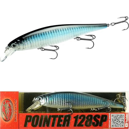 LUCKY CRAFT Pointer 128SP, Freshwater Lake Bass Fishing Lure, Jerkbait, Suspending, Fishing Gear, Fishing Accessories, Fishing Tackle - color: 325 Zebra Aurora Black